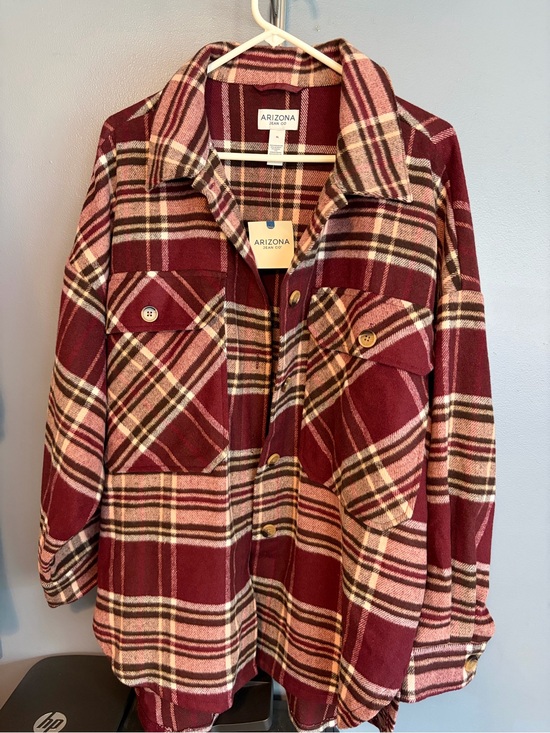 Arizona Jean Company Tops - Arizona Jean Co. Burgundy Plaid Shacket
